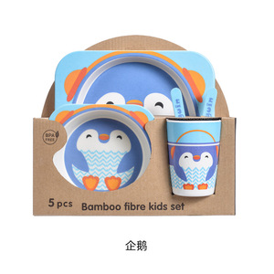 Los niños plato de vajilla 5 unids/set chico de la placa de la cena hogar creativo dibujos animados Natural de fibra de bambú de vajilla de alimentación del bebé <span class=keywords><strong>platos</strong></span> - Product Image 4