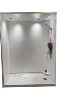Monobloc moderne en marbre de culture Salle de bain Douche Murale Étanche Ignifuge 3X12 Motif Chevrons Pierre d'usine
