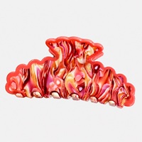 Pinces à cheveux tendance en acrylique à bords ondulés, motif écaille de tortue multicolore, grandes pinces à mâchoires à dents entrecroisées pour femmes