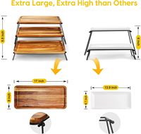 Présentoir de cuisine multifonctionnel personnalisable à 3 niveaux en bois d'acacia, plateau de service et présentoir à desserts