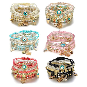 Direktverkauf ab Werk Verstellbares Boho Hamsa Hand Armband Schmuck Maßgefertigte Damen Bohemian Perlenarmband-Sets mit Bösem Blick 2026 - Product Image 1
