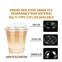 Gobelets à café jetables biodégradables écologiques en PLA transparent haute clarté pour boissons froides, vente en gros personnalisée, différentes tailles