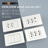 BAOBEN - Panel de PC Ignífugo Blanco de 118*72 mm, Enchufe de Pared con Doble USB Tipo C, Interruptor de Luz con 5 Puertos, Estándar Brasileño