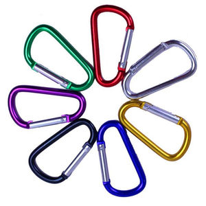 Promosi bentuk D gantungan kunci kustom aluminium Mini kait jepret dengan lubang klip Carabiner aluminium murah untuk penyambung - Product Image 1