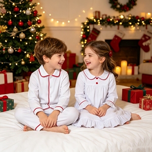 Set Pigiama Natalizio Verde in Maglia di <span class=keywords><strong>Cotone</strong></span> RTS, Personalizzato per <span class=keywords><strong>Bambina</strong></span> con Colletto a Balza, Coordinato con Pigiami per Bambino, <span class=keywords><strong>Camicia</strong></span> <span class=keywords><strong>da</strong></span> <span class=keywords><strong>Notte</strong></span> per Neonati - Product Image 2