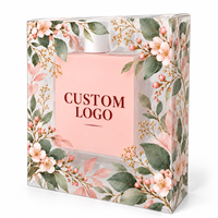 Boîte à savon liquide transparente en PET avec logo imprimé personnalisé, 0,4 mm, emballage de présentation pour la vente au détail, motif floral