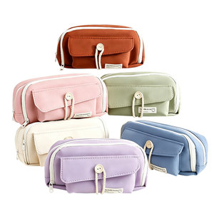 Estuche de Lápices BECOL Promocional de Gran Capacidad para Escritorio, Estuche de Lápices de Tela Suave de Color Sólido con Bolsillo Frontal y Clip - Product Image 6