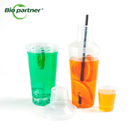 Bouteille shaker jetable en plastique pour bubble tea, cocktail, jus de fruits, avec échelle graduée, pour bar, club, événement