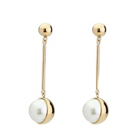Boucles d'oreilles pendantes vintage en perles de nacre, plaquées or, en acier inoxydable, longues barres, bijoux pour femme, fiançailles, mariage