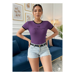 Combinaison moulante à col rond pour femme, manches courtes, entièrement en Lycra, taille normale, longueur 55 cm - Product Image 2