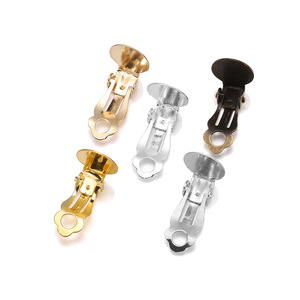 Boucles d'oreilles à clipser 10 mm, plates et lisses, en alliage de zinc, argent, or, bronze antique, rhodium, or KC, pour oreilles non percées - Product Image 3