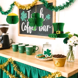 <span class=keywords><strong>2026</strong></span> 圣帕特里克节蜂窝纸悬挂装饰品 3D 三叶草妖精壁纸装饰品，适合爱尔兰节日派对 - Product Image 3