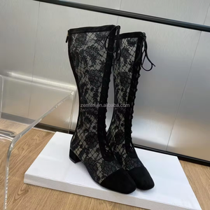 D mujeres bota carta logo <span class=keywords><strong>rosas</strong></span> con estrella perfecta jacquard bordado elegante bote alto marca famosa <span class=keywords><strong>botas</strong></span> de Vaqueros - Product Image 2