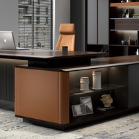 Scrivania Direzionale Personalizzata, Tavolo per Computer, Lussuosa Scrivania Moderna in Legno Modulare a L per CEO ed Executives