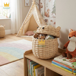 Handmade Rattan Wicker Dinosaur Laundry Basket With Lid Animal Toy <b>Storage</b> <b>Bin</b> Eco Friendly Nursery Decor from Vietnam - Product Image 5