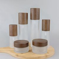 Frasco de vidrio esmerilado de 30 g con tapa de madera Frascos de vidrio cosmético Frasco de vidrio de 30 ml con tapa de madera de Fresno para crema facial