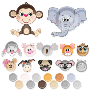 DAMIA Kit de Arte con 8 Platos de Papel, Tema Animal, con 8 Colores, Platos Redondos Desechables para Manualidades, Juegos de Fiesta para Preescolar - Product Image 6