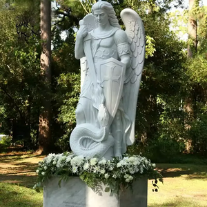 Statue de Saint Michel Archange en marbre grandeur nature pour décoration extérieure de jardin ou église, sculpture catholique BLVE - Product Image 1