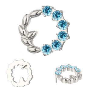 ต่างหูไทเทเนียมผู้หญิงผู้หญิงที่สวยงามต่างหูเมเปิ้ลใบไม้หิน CZ สันติภาพรอบบนกลีบขวางเจาะเครื่องประดับร่างกาย - Product Image 4