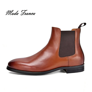 Botas Chelsea para Hombre, de Cuero Negro, con Elástico Lateral, Botas de Vestir para Oficina, Casuales de Negocios, OEM Personalizadas, con Punta en Pico - Product Image 5