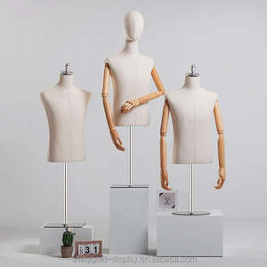 Maniquí de Moda para <span class=keywords><strong>Hombre</strong></span>, <span class=keywords><strong>Busto</strong></span> Masculino de Lino Blanco para Exhibición de Camisas, Maniquí de Medio Cuerpo Masculino en Mesa - Product Image 3