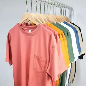 Wholesale 250g Heavyweight Combed Cotton Tshirt With Pocket Plain Mens Tshirt Alibaba-Online-Shopping