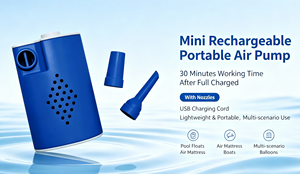 Pompe à air portable mini rechargeable par USB, 30 minutes d'autonomie, pompe à air électrique avec divers embouts - Product Image 2