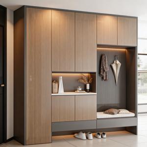 <span class=keywords><strong>Meuble</strong></span> à chaussures moderne <span class=keywords><strong>avec</strong></span> banc, éclairage LED, en chêne, <span class=keywords><strong>porte</strong></span>-<span class=keywords><strong>manteau</strong></span> d'entrée, tiroirs <span class=keywords><strong>et</strong></span> étagères ouvertes - Product Image 2