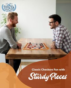 Jeu de dames <span class=keywords><strong>en</strong></span> bois massif pour enfants, 14,5 pouces, ensemble vintage avec rainures encastrées, 24 pions rouges/noirs, écologique, pour la famille - Product Image 2