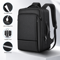 Sac à dos professionnel pour ordinateur portable 15 pouces, étanche, avec port USB, extensible, grande capacité, sangle de bagage, multi-poches, unisexe