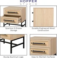 Nakas Modern 2 Laci dengan Panel Papan Partikel dan Rangka Logam Hitam - Penyimpanan Kamar Tidur untuk Ruangan Kecil