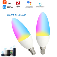 Ampoule LED intelligente SIXWGH Tuya Zigbee 3.0 E14 5W RGB CCT dimmable, compatible avec Alexa et Google, pour l'éclairage de lustres d'hôtel