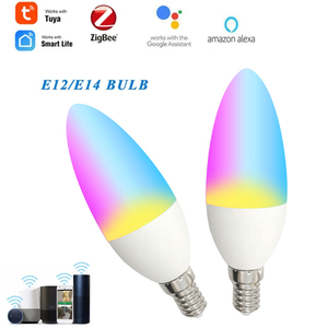 Ampoule LED intelligente SIXWGH Tuya Zigbee 3.0 E14 5W RGB CCT dimmable, compatible avec Alexa et Google, pour l'éclairage de lustres d'hôtel - Product Image 4