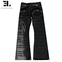 Pantalon en jean évasé LARSUR personnalisé, délavé, imprimé numériquement, en sergé, style streetwear, imprimé DTG DGT, coupe bootcut pour homme