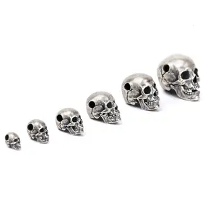 Offre Spéciale punk 925 en argent sterling différentes tailles breloques de crâne pour les hommes et les femmes fabrication de bijoux