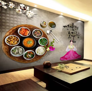 Restoran arka plan dekorasyonu için kore mutfağı Kimchi duvar kağıdı - Product Image 3