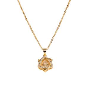 Colliers en acier inoxydable pour femmes, bijoux fins, colliers en or rose avec pendentif hexagramme en cristal pour femmes - Product Image 1