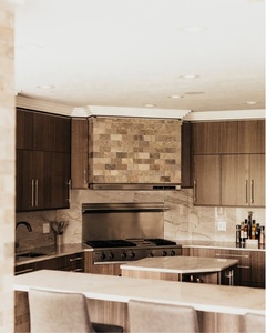 Vermonhouzz Modern Furniture Luxury Brown Customized Wood Melamine Kitchen Cabinets Set With <strong>Sink</strong> Modural Kitchen <strong>Cupboard</strong> - Product Image 2