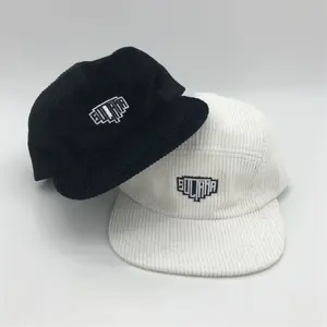 Toptan beş Panel ile 100% kadife kordon şapka özel nakış logosu yüksek kalite yeni Trend sıcak satış şapka