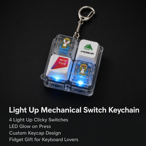 Custom 4 Key <b>Light</b> <b>up</b> Mechanical Switch Keychain Blue Click Switch LED Glow Keycap Fidget Toy Key Ring Gift for <b>Keyboard</b> - Product Image 2