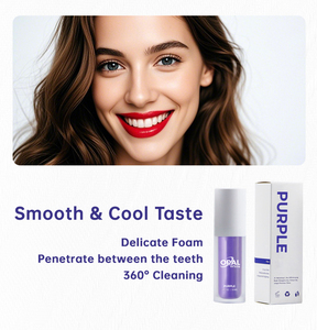 Oral White élimine efficacement les taches, contient une formule blanchissante, comprend des dentifrices blanchissants à la menthe rafraîchissante, couleur violette. - Product Image 4