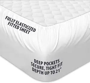 หมอน Cal King Deep Sleep สีขาวป้องกันที่นอนผ้านวมนุ่ม Topper