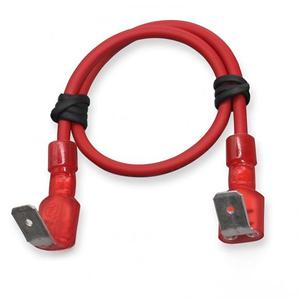 Faisceau de câbles haute intensité avec bornes à fourche en L à double extrémité et manchon isolant rouge pour connexion d'alimentation d'équipement et batterie - Product Image 1