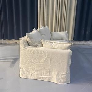 Canapé trois places moderne et simple en tissu coton-lin pour villa et atelier, couleur personnalisable, design extensible et démontable - Product Image 6