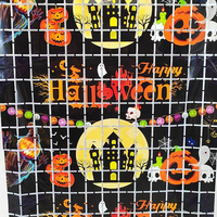 Rideau à franges carrées en aluminium pour Halloween, motif citrouille, lanterne Jack, visage grinçant, sorcière sculptée, chauve-souris, pour couloir, ensemble durable