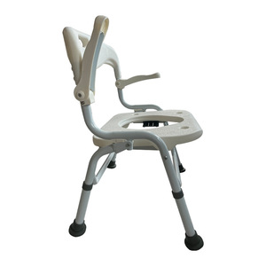 Chaise de douche antidérapante pour personnes âgées, siège de toilette pliable avec accoudoirs, en alliage d'aluminium, capacité de 150 kg - Product Image 2