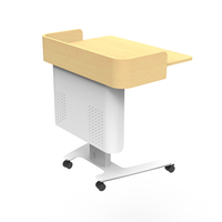 Pupitre mobile moderne en bois MFC blanc et métal, design assis-debout avec hauteur réglable pour les écoles, les hôtels et les entreprises