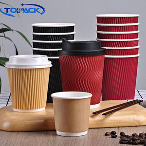 Gobelets en papier ondulé à double paroi avec couvercle en plastique pour café <span class=keywords><strong>expresso</strong></span> Emballage individuel Offre Spéciale - Product Image 3