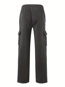 Men's Lightweight Cargo Jogger Pants Drawstring Waist Straight Leg Color Block Casual Running Breathable Quick Dry Trousers - Product Image 3