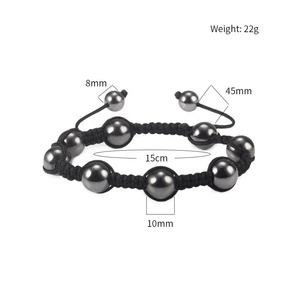 Énerginox – <span class=keywords><strong>Bracelet</strong></span> en hématite magnétique, fabriqué à la main, soulagement naturel de la <span class=keywords><strong>douleur</strong></span>, thérapie perlée, 10mm - Product Image 2